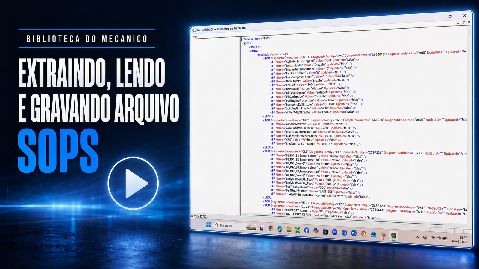 Extraindo, lendo e gravando arquivo SOPS